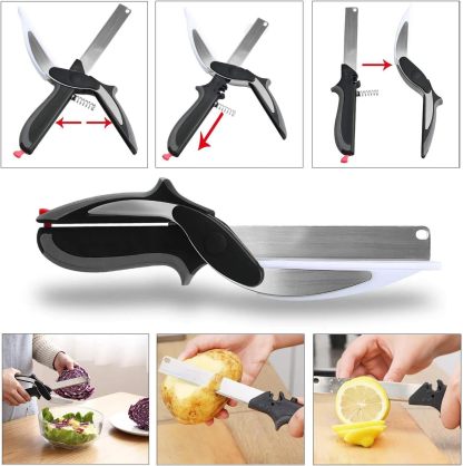 2 in 1 Kitchen Scissors for Food, Separable Stainless Steel Barbecue Steak Cutting Shears, Detachable Multi Function Kitchen Cutter for Vegetable Fruit & Meat