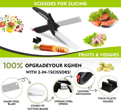 2 in 1 Kitchen Scissors for Food, Separable Stainless Steel Barbecue Steak Cutting Shears, Detachable Multi Function Kitchen Cutter for Vegetable Fruit & Meat