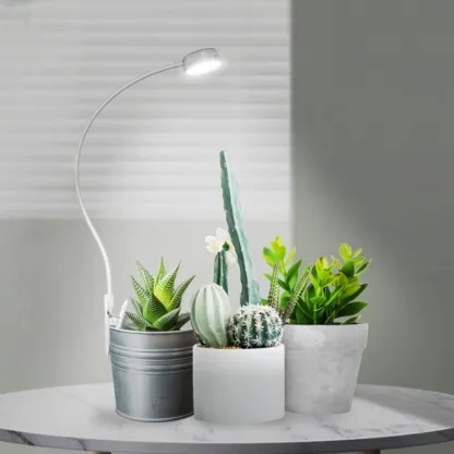 5W LED Grow Light – Full Spectrum 4000K, 4-Level Dimming, Auto Timer