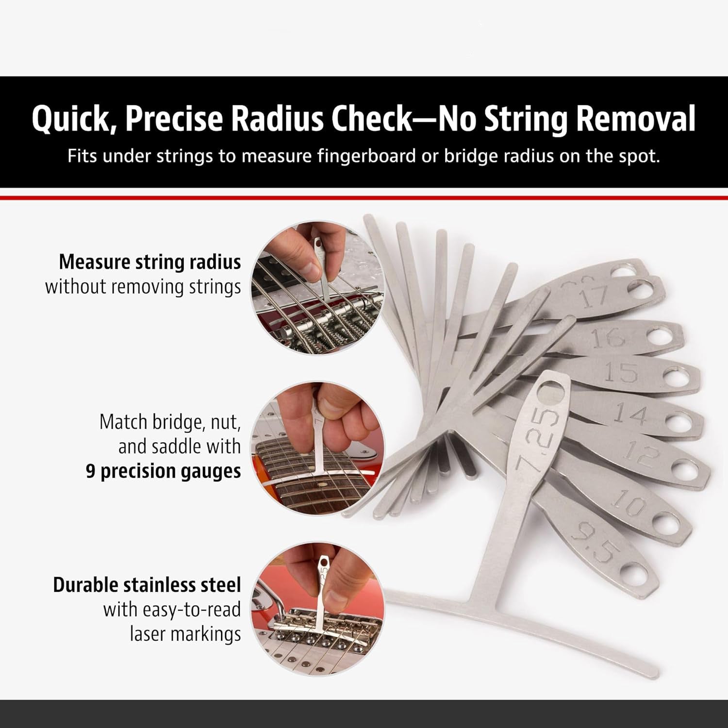 Guitar String Under-Radius Gauge Set