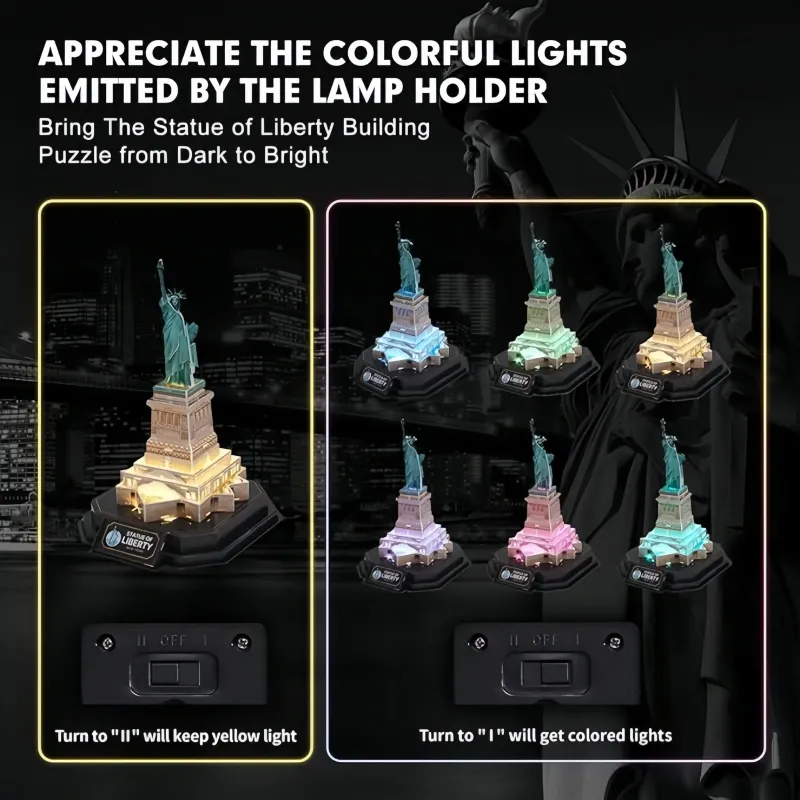3D Puzzle LED Statue of Liberty – Colorful Lights, Educational Building Kit