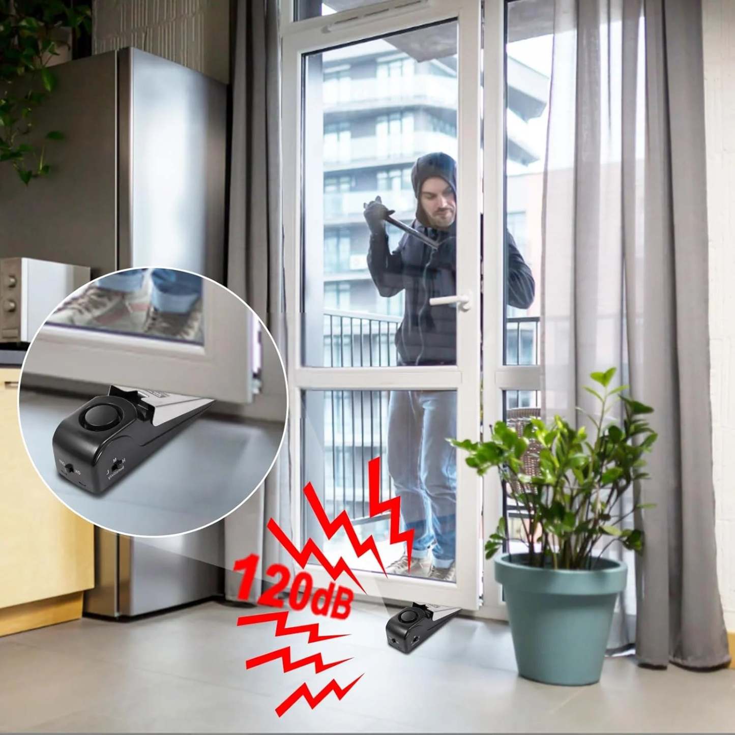 Portable Door Stop Alarm Security Device
