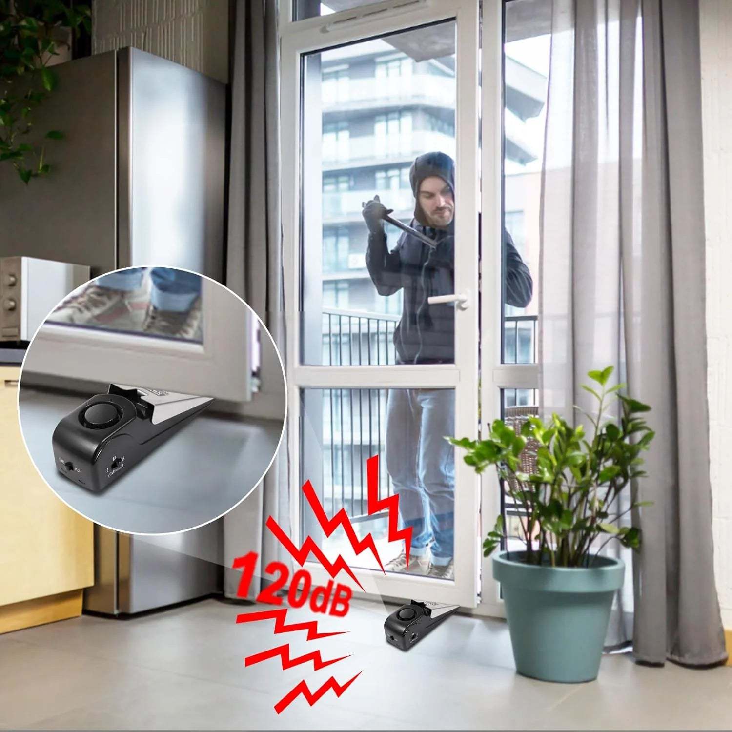 Portable Door Stop Alarm Security Device