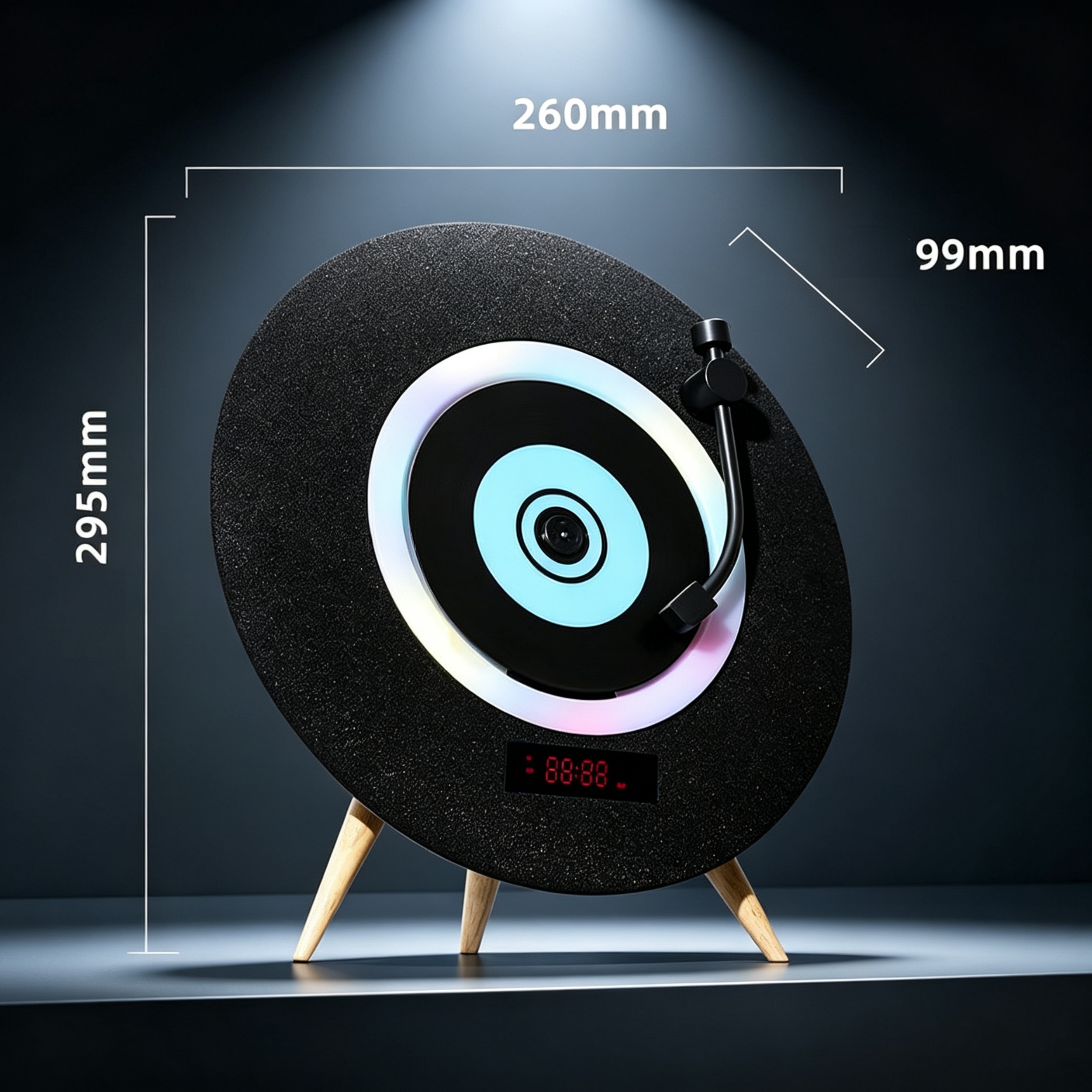 Illuminated CD Player – Vertical Design with Remote Control & Multiple Lighting Modes