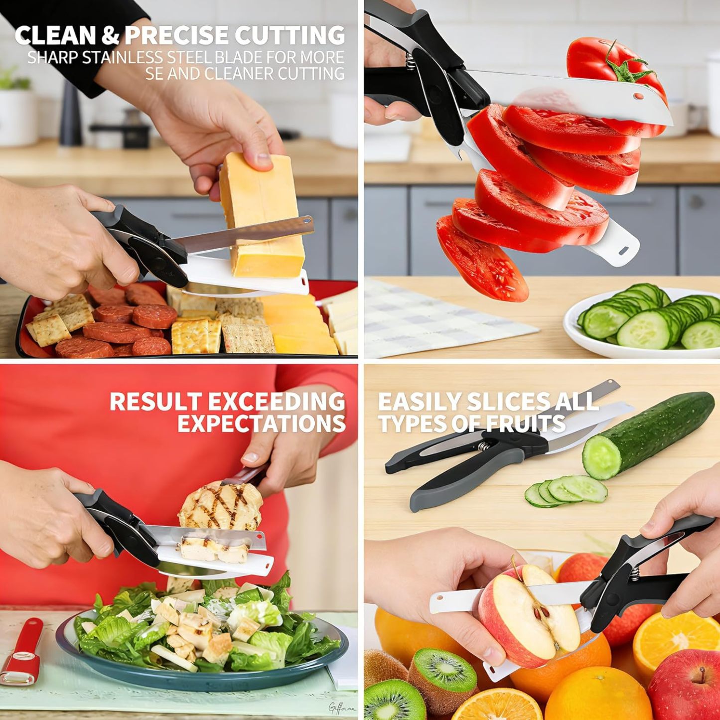 2 in 1 Kitchen Scissors for Food, Separable Stainless Steel Barbecue Steak Cutting Shears, Detachable Multi Function Kitchen Cutter for Vegetable Fruit & Meat