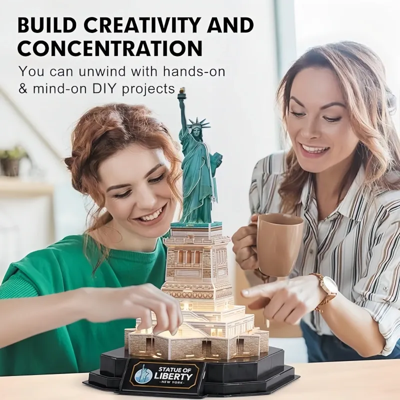 3D Puzzle LED Statue of Liberty – Colorful Lights, Educational Building Kit