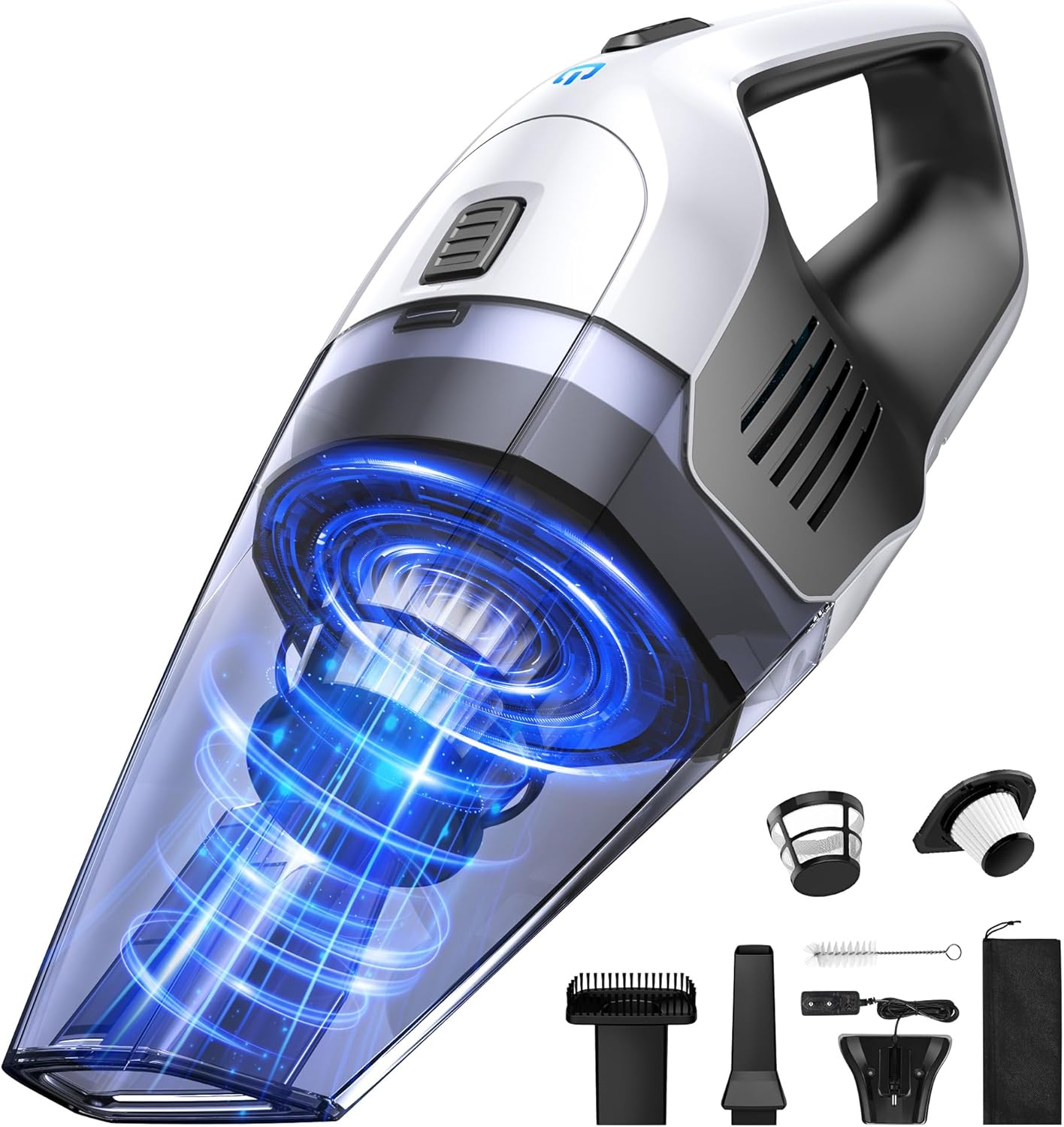 Portable Rechargeable Handheld Vacuum with Long Runtime & Washable HEPA Filter