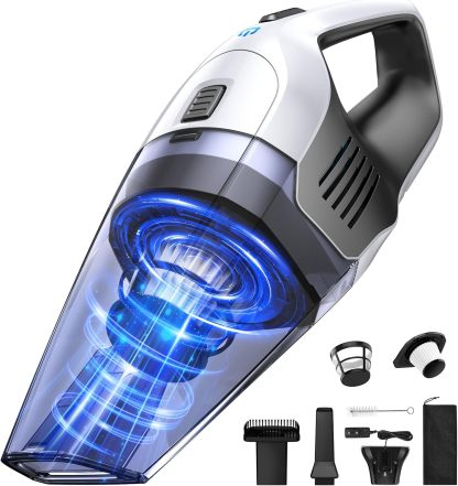 Portable Rechargeable Handheld Vacuum with Long Runtime & Washable HEPA Filter