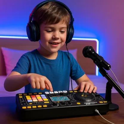 Kids Interactive DJ Mixer Music Toy with Microphone and Sound Effects