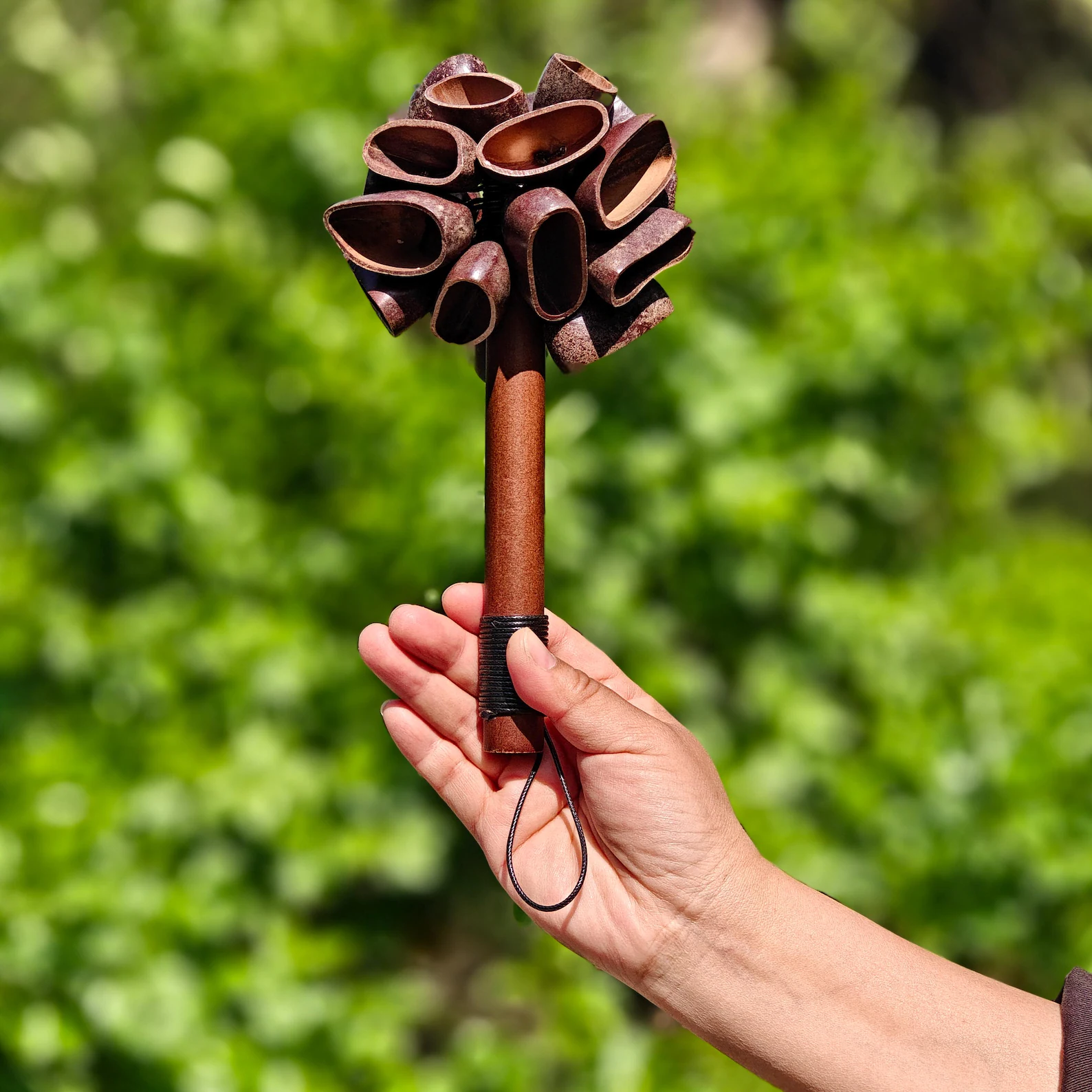 Natural Seed Pod Rattle – Wooden Handle Percussion Shaker for Meditation