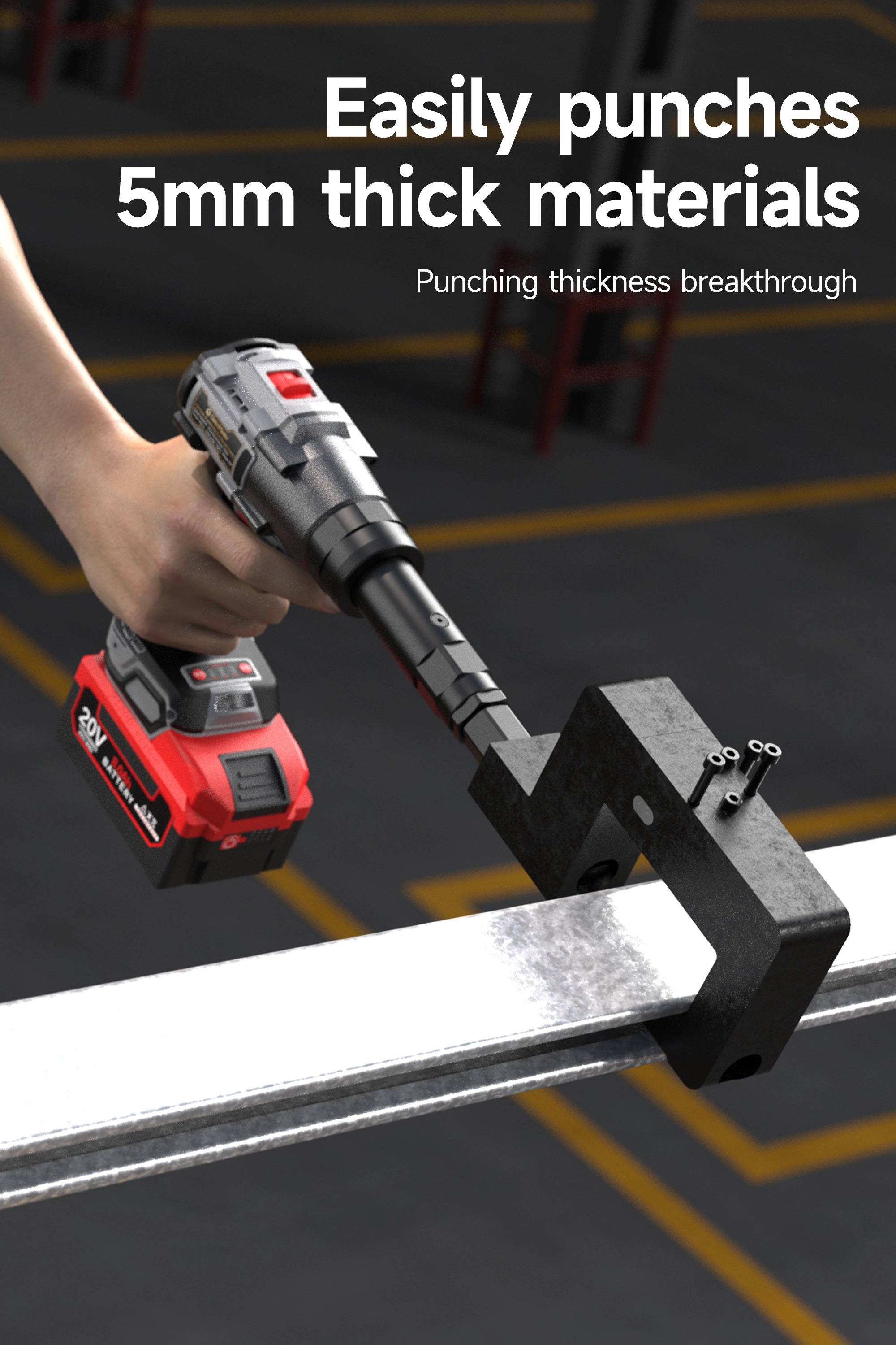Cordless Hydraulic Puncher for PV Brackets & U-Section Stee