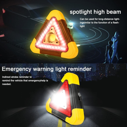 Safety triangle warning sign car LED light