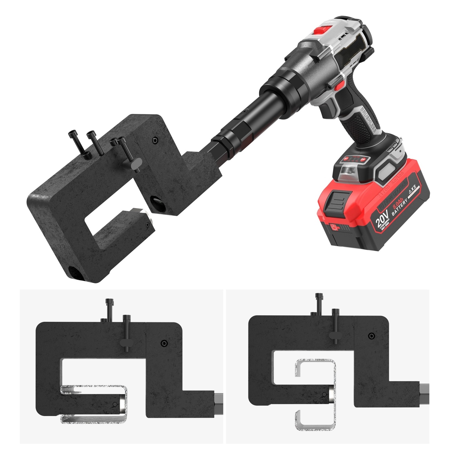 Cordless Hydraulic Puncher for PV Brackets & U-Section Stee