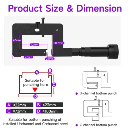 Cordless Hydraulic Puncher for PV Brackets & U-Section Stee