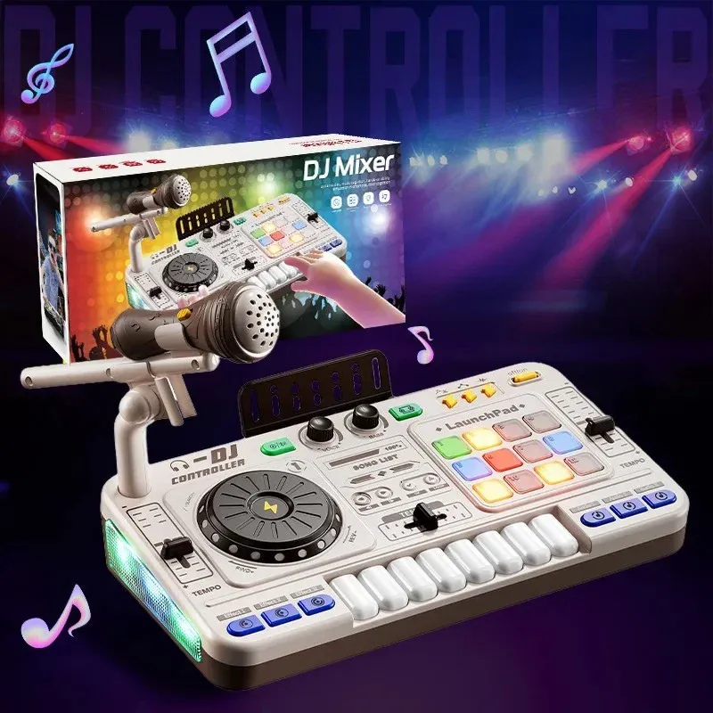 Kids Interactive DJ Mixer Music Toy with Microphone and Sound Effects
