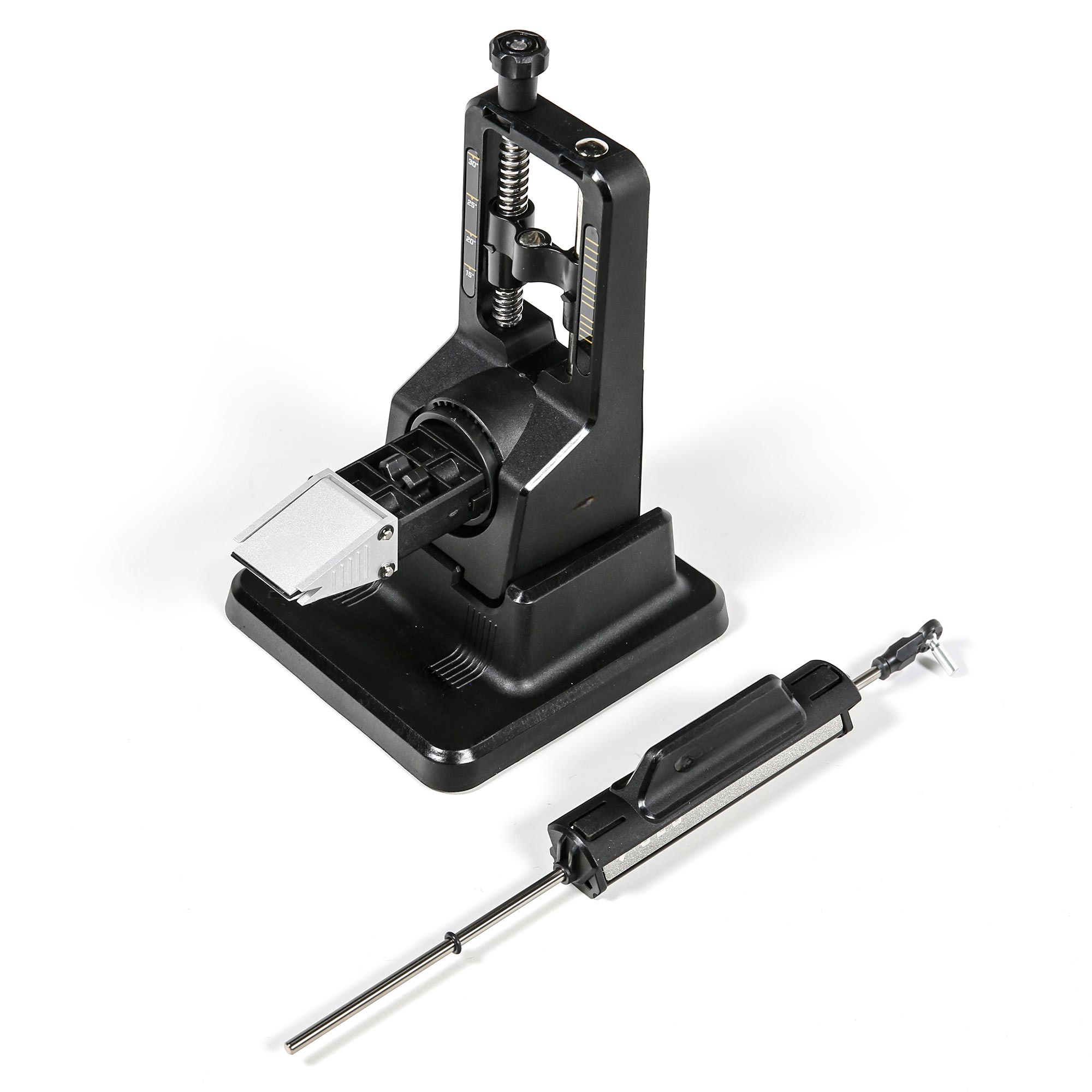 Adjustable Fixed-Angle Knife Sharpener with 3 Grinding Grits