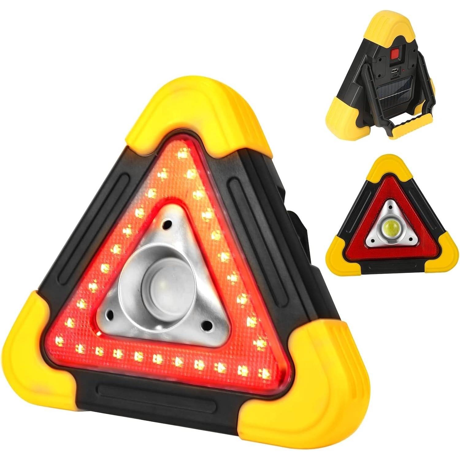 Safety triangle warning sign car LED light