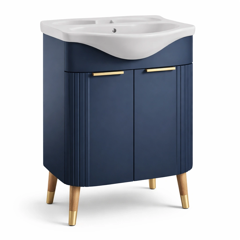 Badezimmerschrank Waschbecken Blau Elegant-CasaSelvia