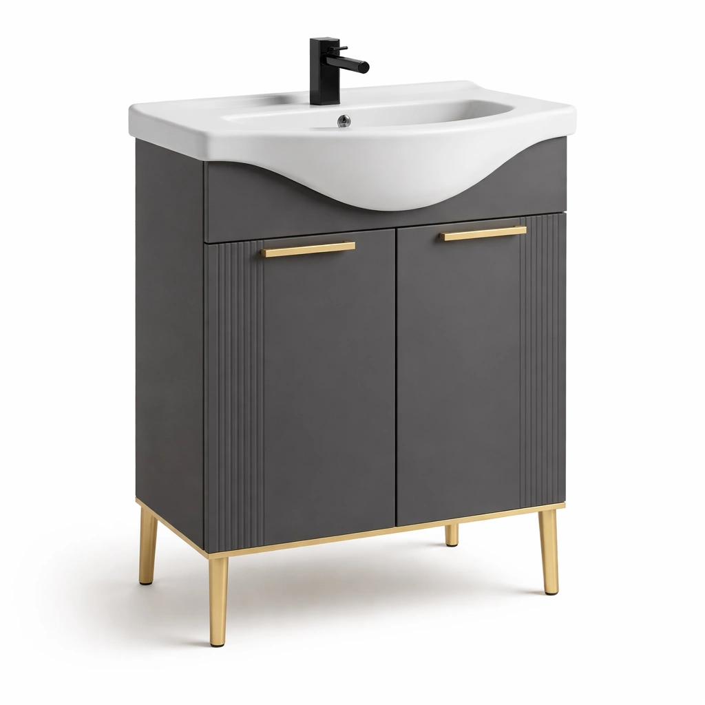Badezimmerschrank Waschbecken Grau Modern-CasaSelvia