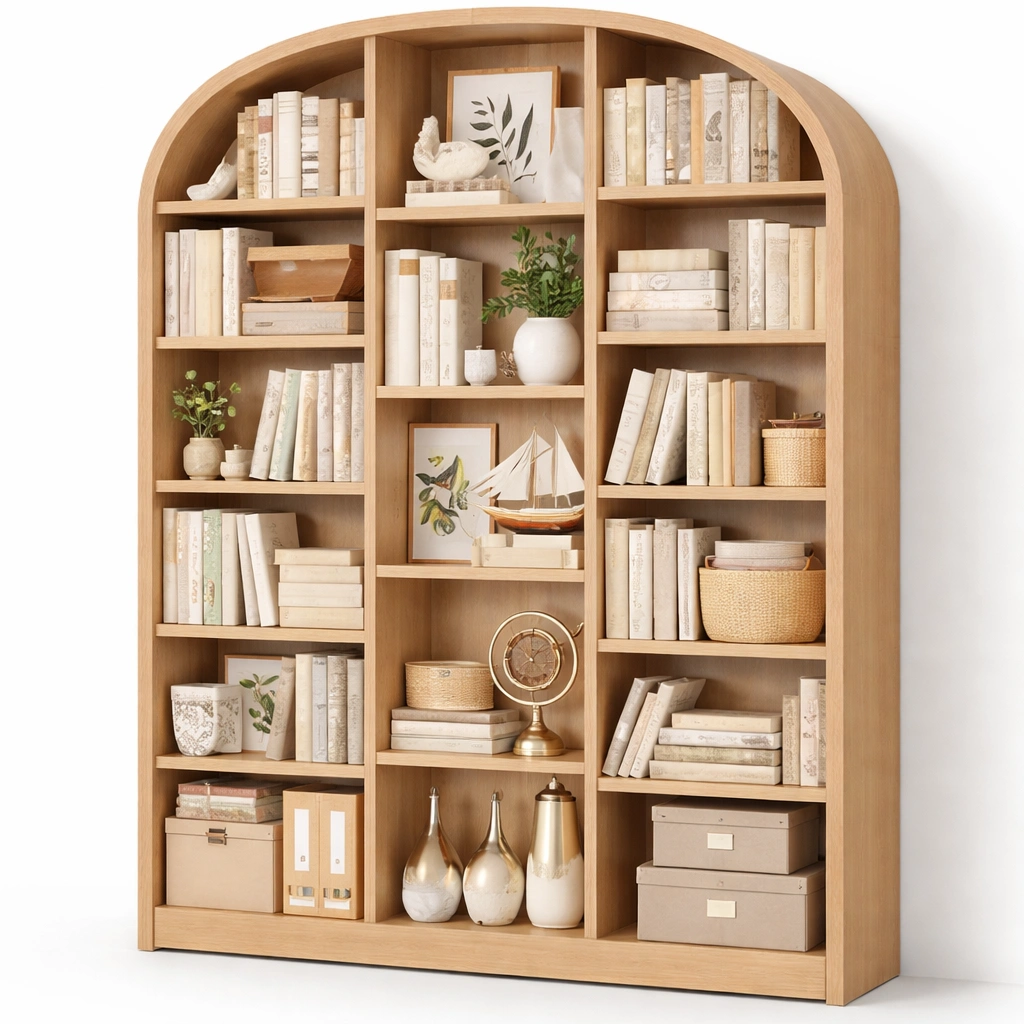 Buecherregal Holz Natur Klassisch Gross-CasaSelvia