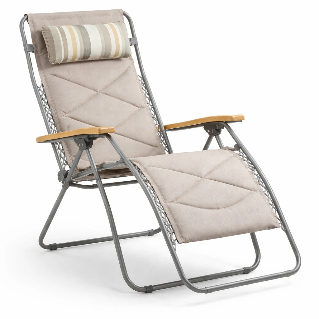 Relaxliege Outdoor Grau Komfort Klappbar-CasaSelvia