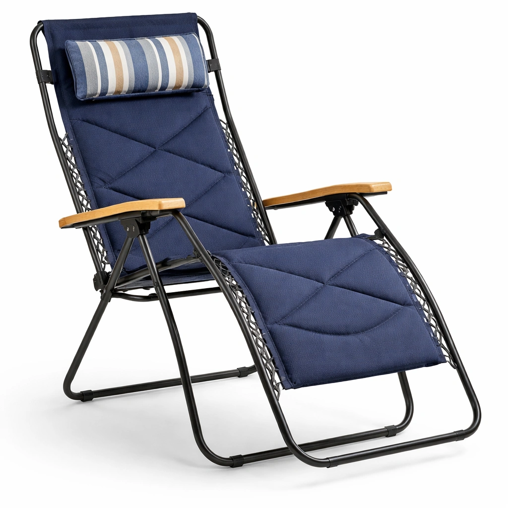 Relaxliege Outdoor Blau Klappstuhl Komfort-CasaSelvia