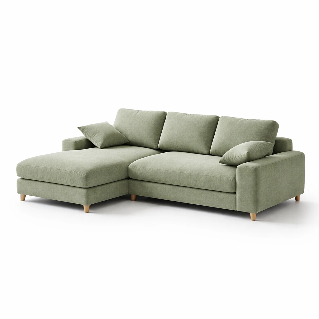Ecksofa L-Form Gruen Modern-CasaSelvia