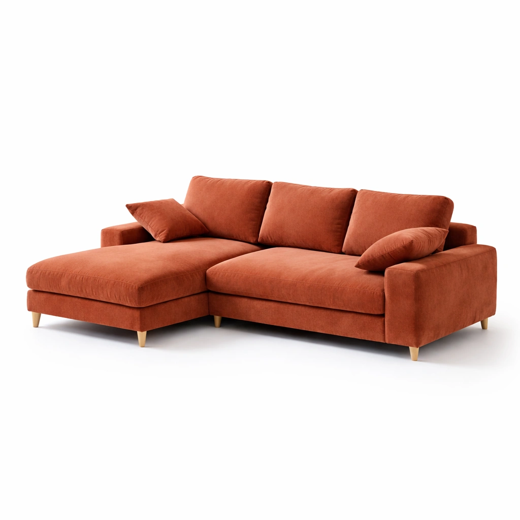 Ecksofa L-Form Orange Komfort-CasaSelvia