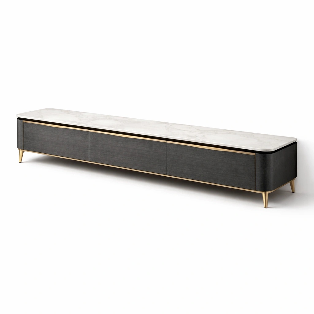 TV Lowboard Schwarz Modern-CasaSelvia