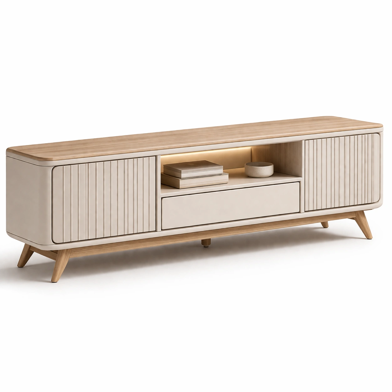 TV Lowboard Beige Modern-CasaSelvia