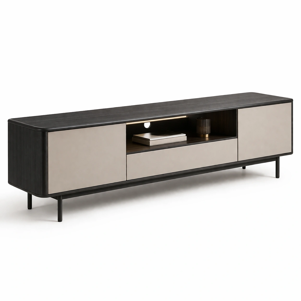 TV Lowboard Schwarz Elegant-CasaSelvia