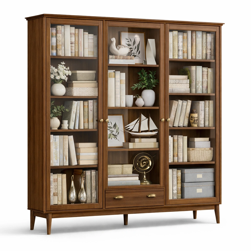 Buecherschrank Holz Braun Klassisch Gross- SelviaInterior