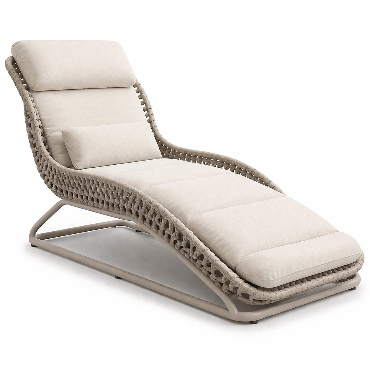 Liegestuhl Rattan Beige Komfort Relaxstuhl- SelviaInterior