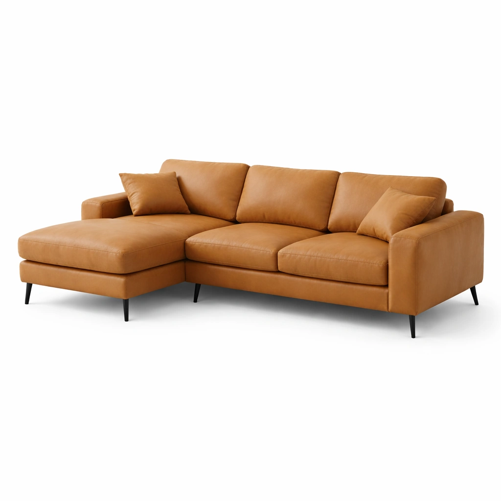 Ecksofa Leder Braun Modern Wohnlandschaft- SelviaInterior