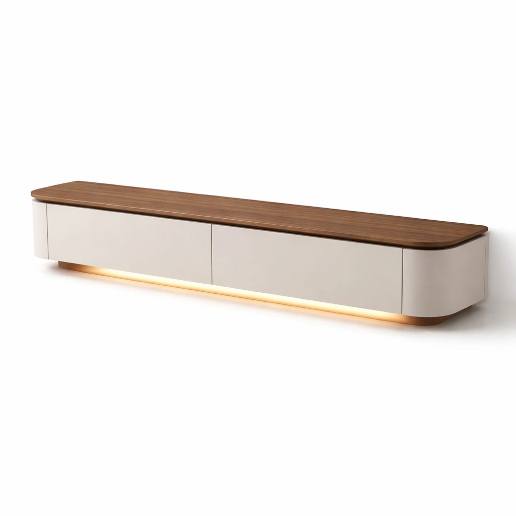TV Lowboard Holz Weiss Braun Modern- SelviaInterior