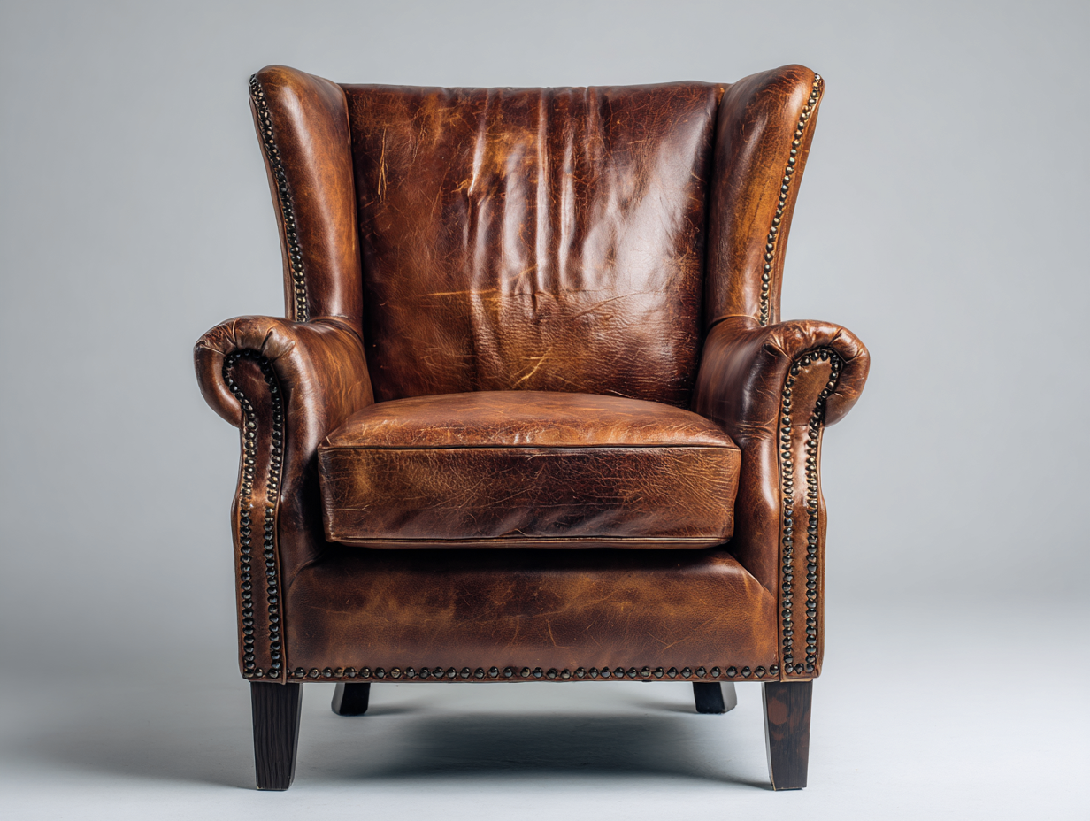 Poltrona in pelle marrone 82x86x100 cm - adatta per soggiorno - design classico vintage-Kacoracasa