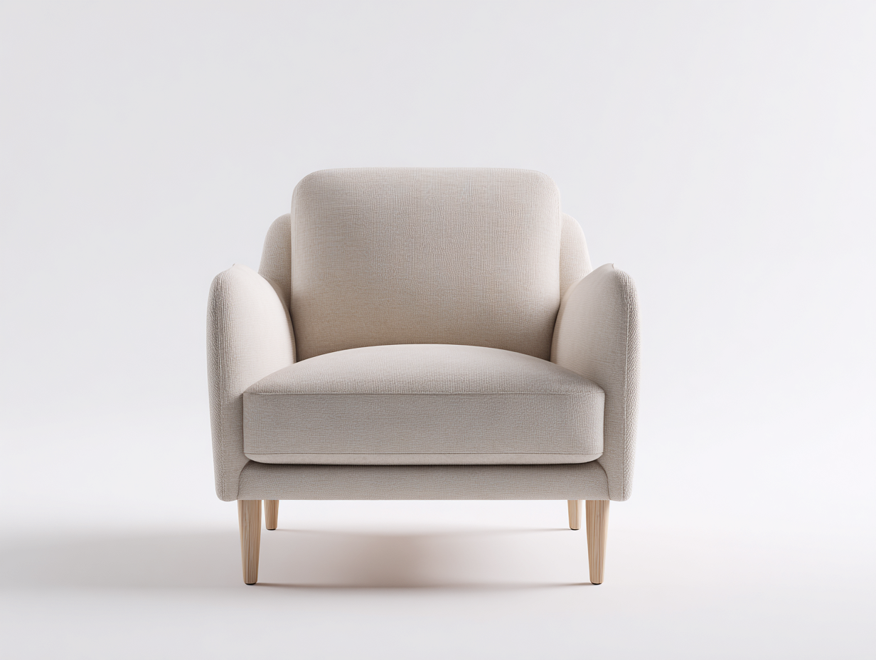 Poltrona in tessuto beige e legno naturale 78x80x82 cm - adatta per soggiorno - design moderno minimalista-Kacoracasa