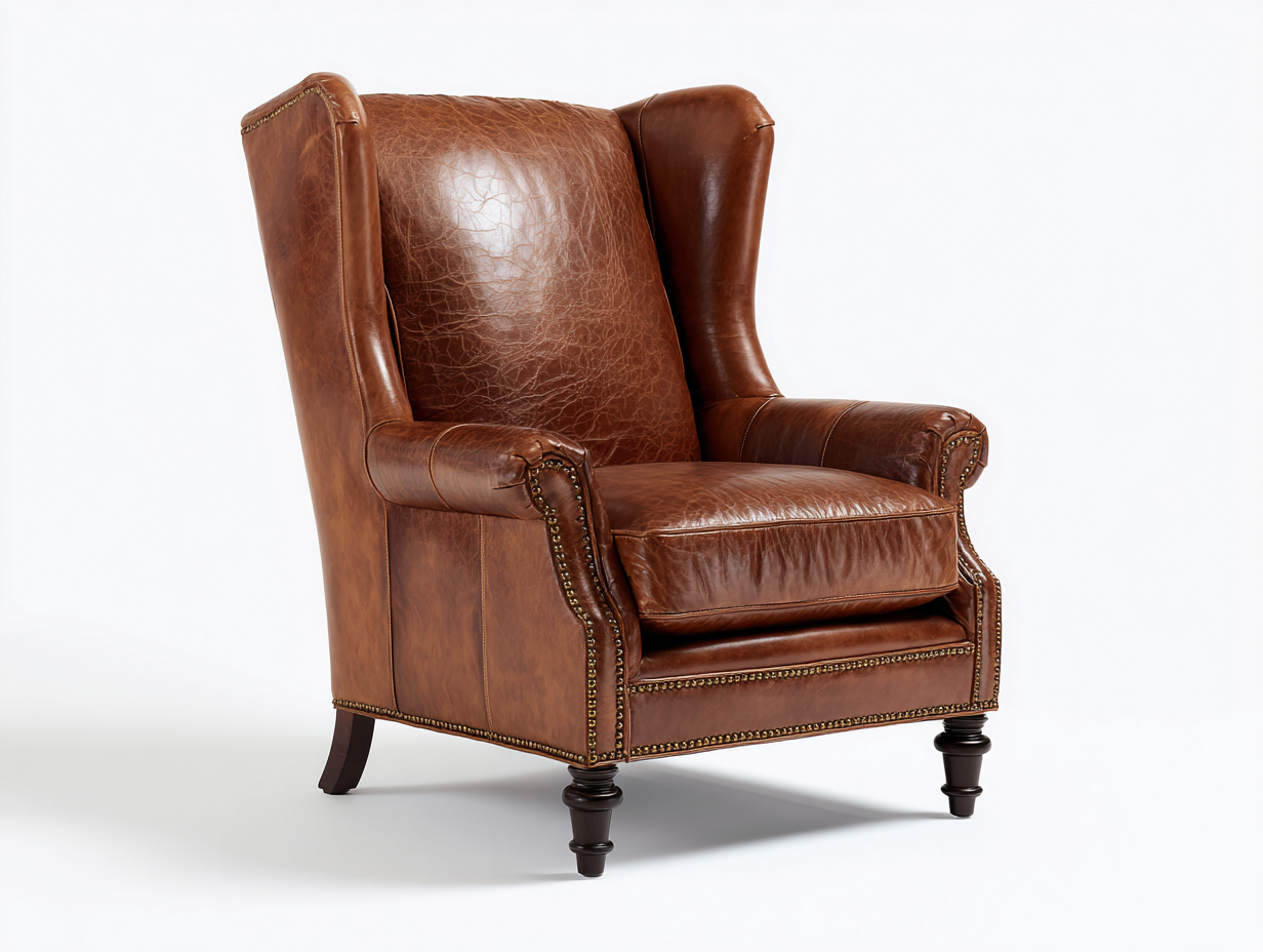 Poltrona in pelle marrone 82x87x103 cm - adatta per soggiorno - design classico vintage-Kacoracasa