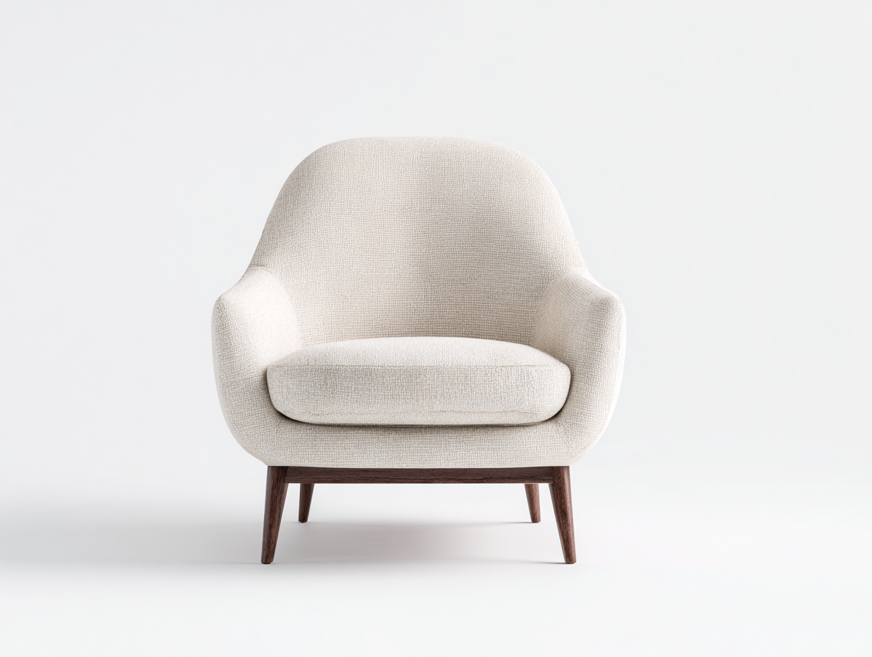 Poltrona in tessuto bianco 82x78x88 cm per soggiorno - design moderno con piedi in legno-Kacoracasa