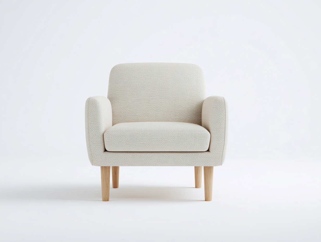 Poltrona in tessuto crema e legno naturale 72x76x80 cm - adatta per soggiorno - design moderno nordico-Kacoracasa