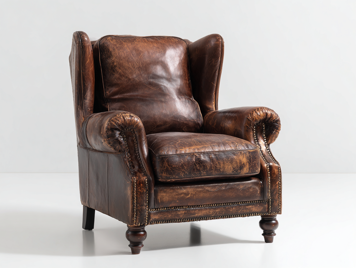 Poltrona in pelle marrone 88x85x105 cm per soggiorno - design classico capitonné-Kacoracasa