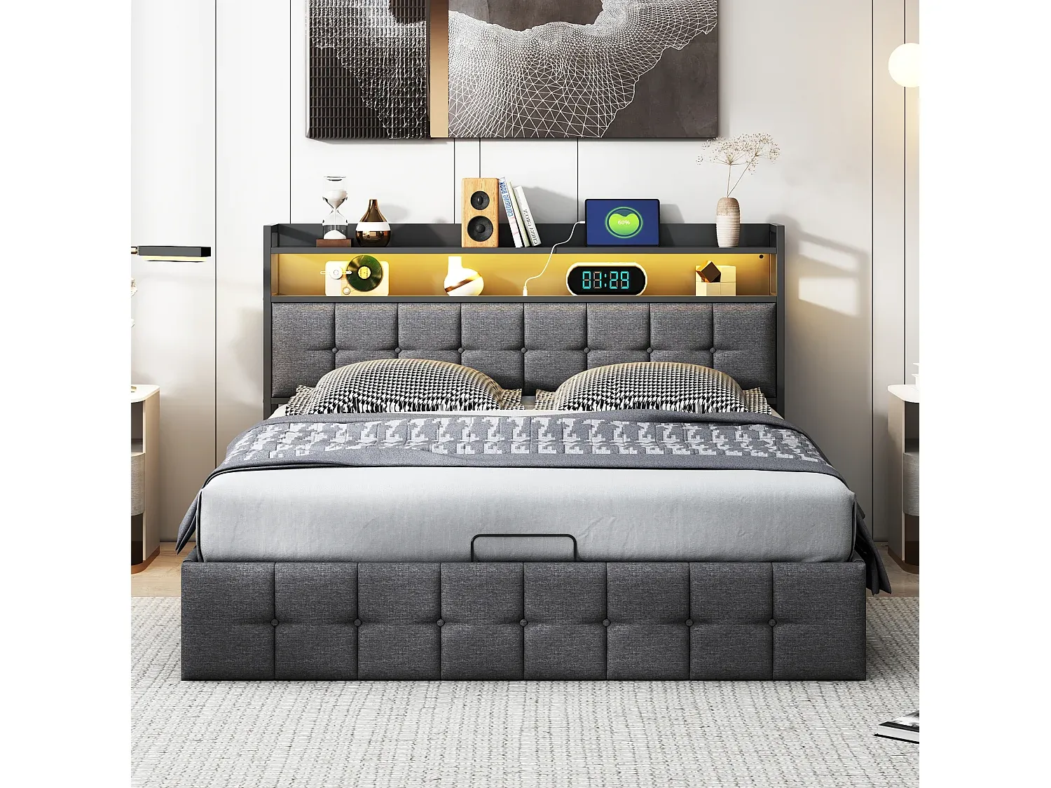 Schlafzimmer,Bereich Bett,Bett mit Bettkasten-LIVIVORAE
