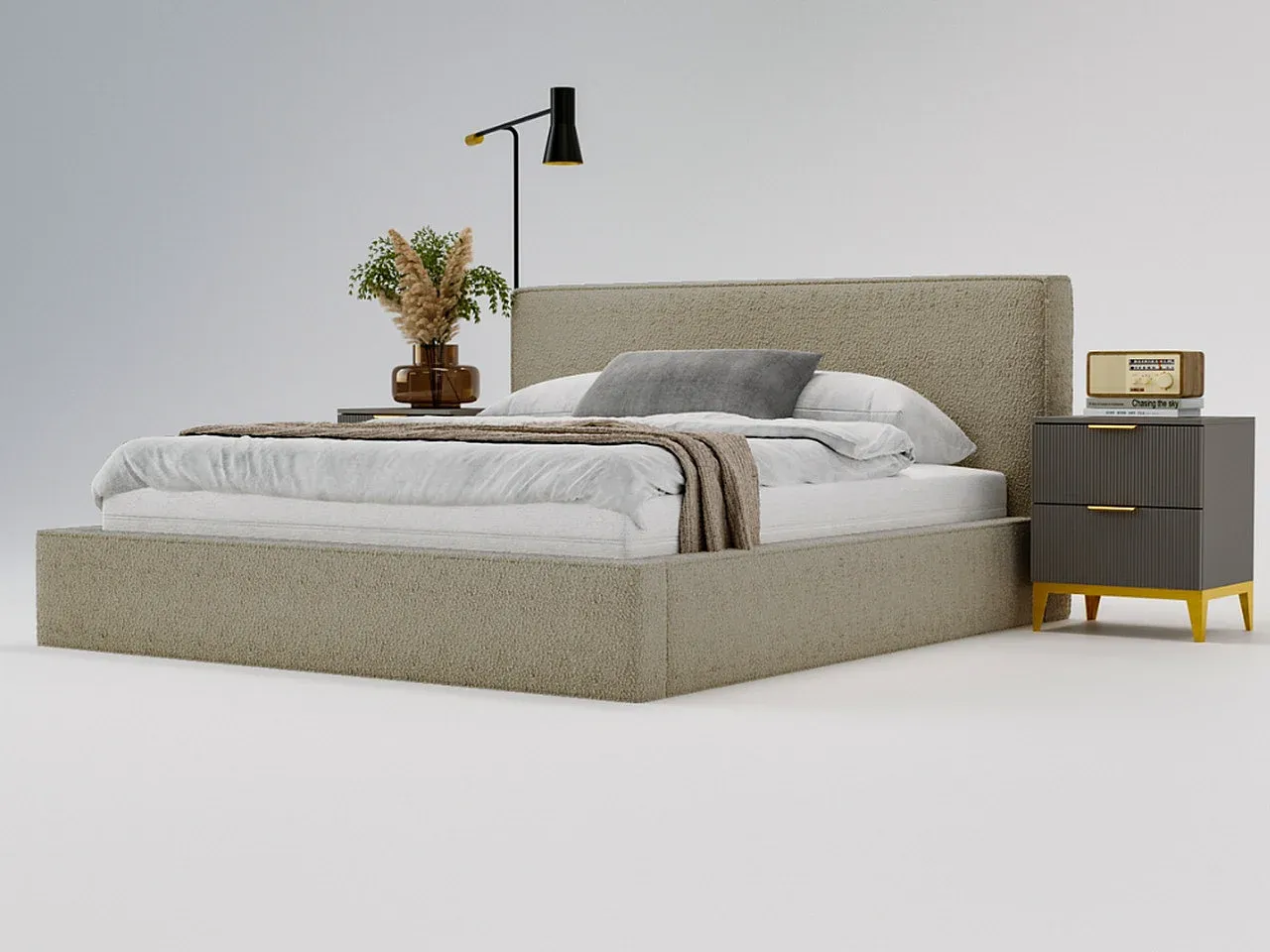 Schlafzimmer,Bereich Bett,Bett mit Bettkasten-LIVIVORAE