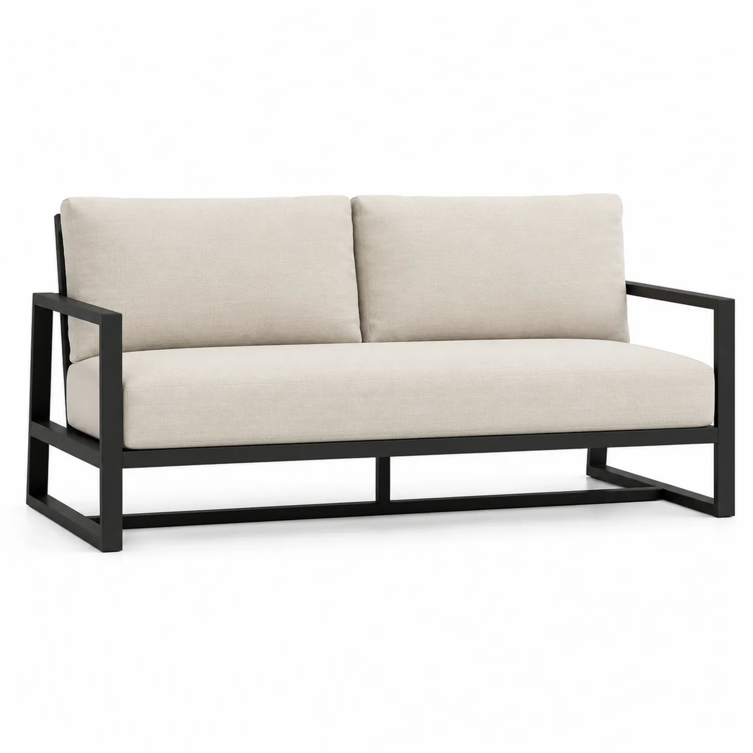 Sofa aluminiowa z poduszkami z poliestru, 200x80x75 cm, Beżowy/Czarny-Omnivaroque