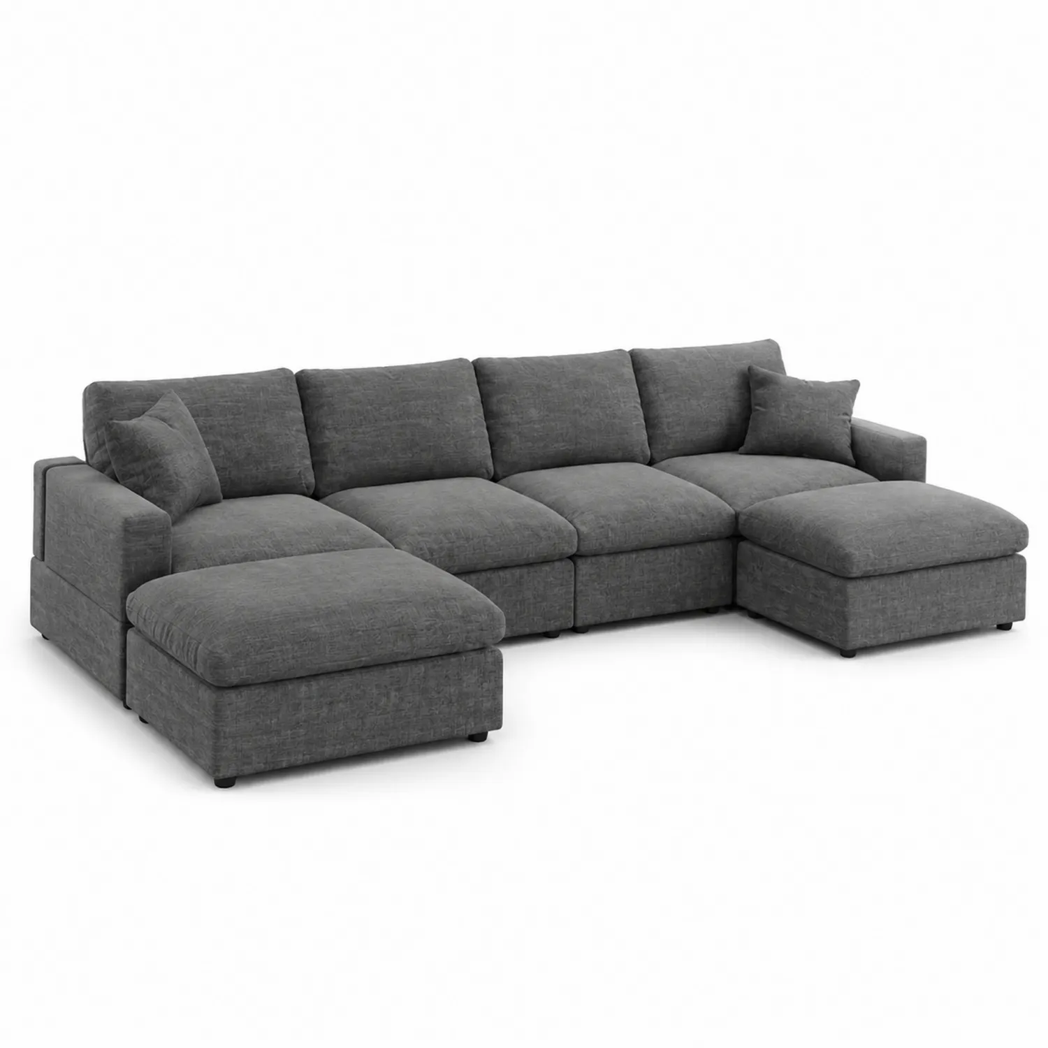 Sofa Narożna Modułowa z Tkaniny Szarej-Omnivaroque