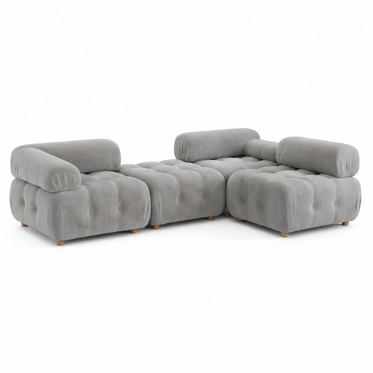 Sofa narożna modułowa szara aksamit-Omnivaroque