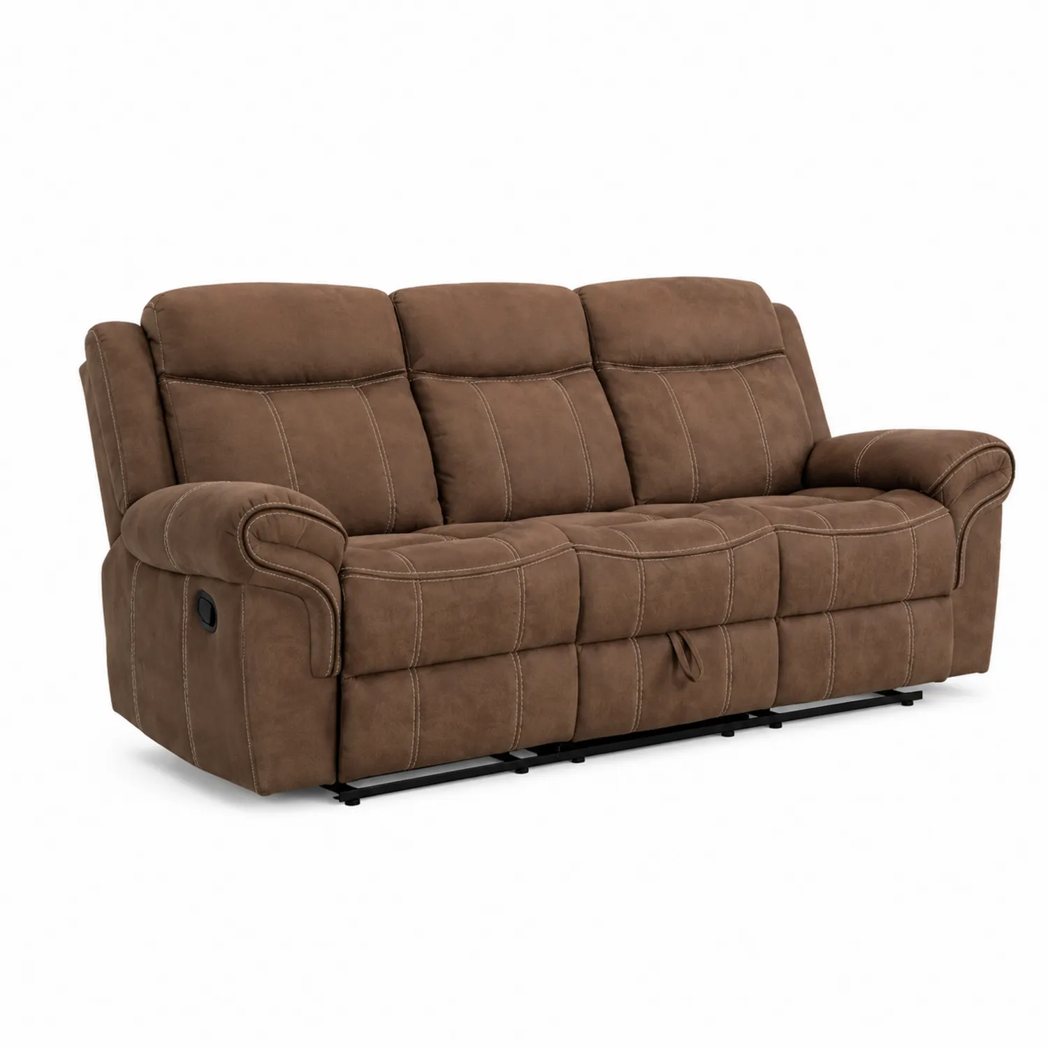 Rozkładana sofa trzyosobowa z mikrofibry brązowa-Omnivaroque