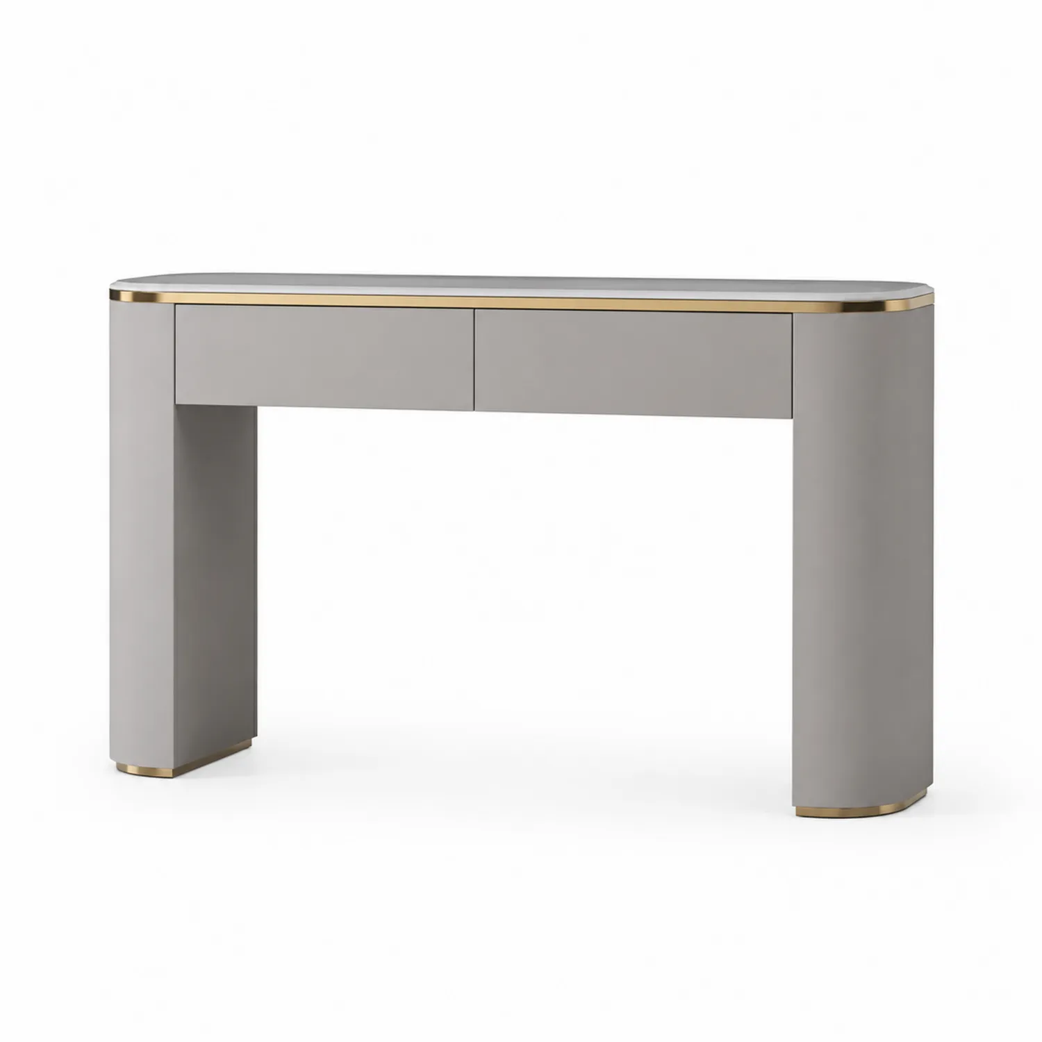 Stół konsolowy MDF z metalowym wykończeniem Szary/Złoty 120x40x75 cm-Omnivaroque