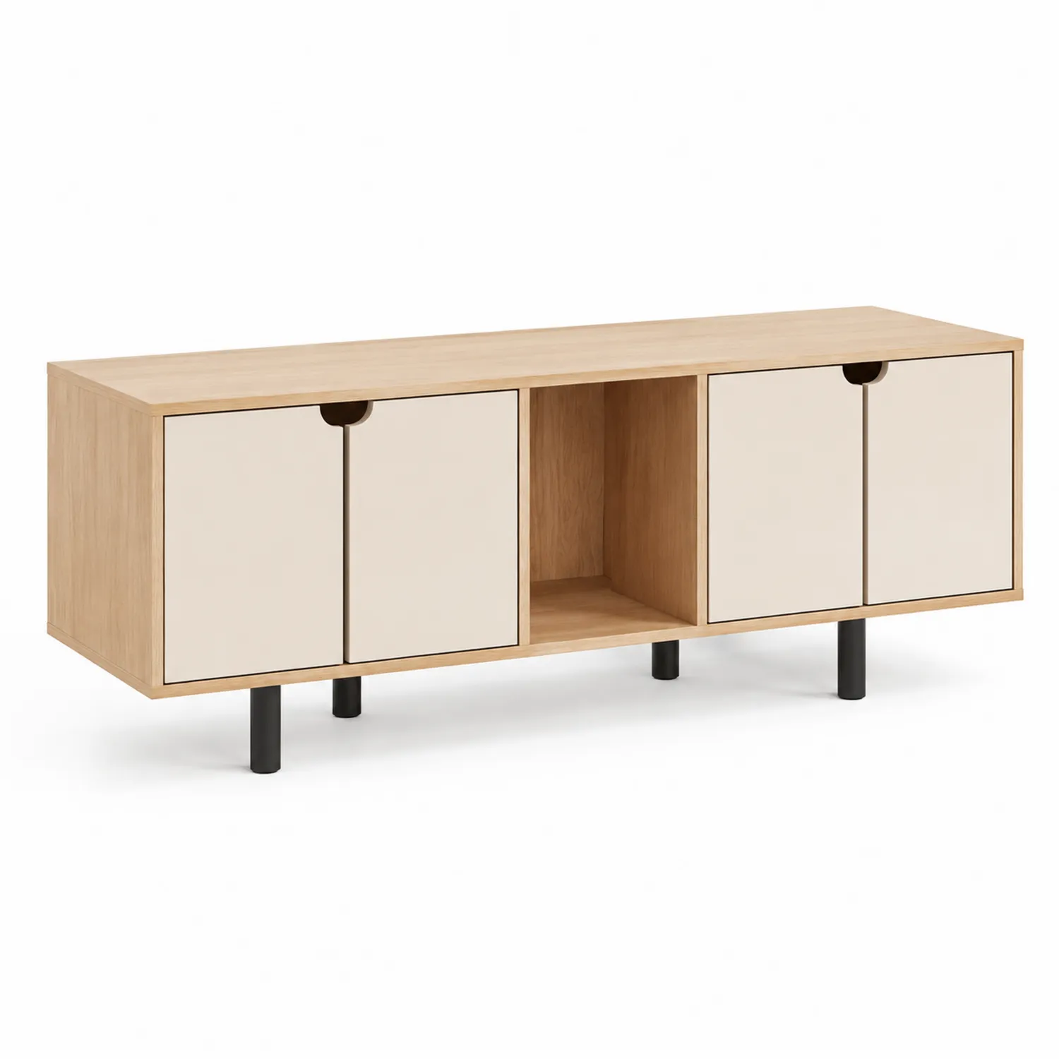 Szafka RTV drewniana beżowa 120x35x50 cm-Omnivaroque