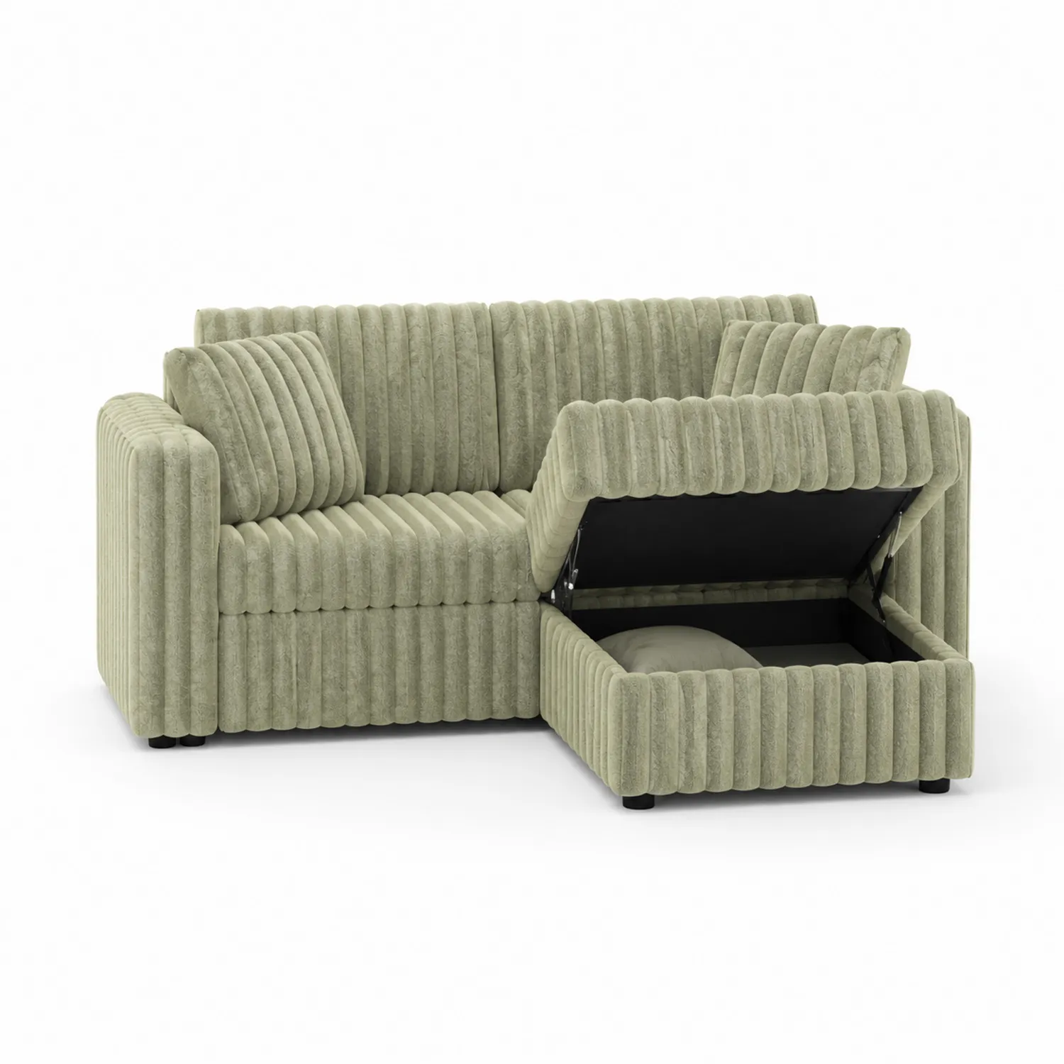Sofa narożna L kształt z aksamitu z pojemnikiem na pościel, 200x145 cm, Zielony-Omnivaroque